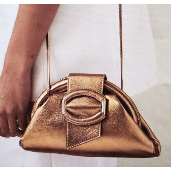 Banana Republic Mini Stella Cloud Clutch in Metallic Bronze/ made in Italy - Picture 2 of 11